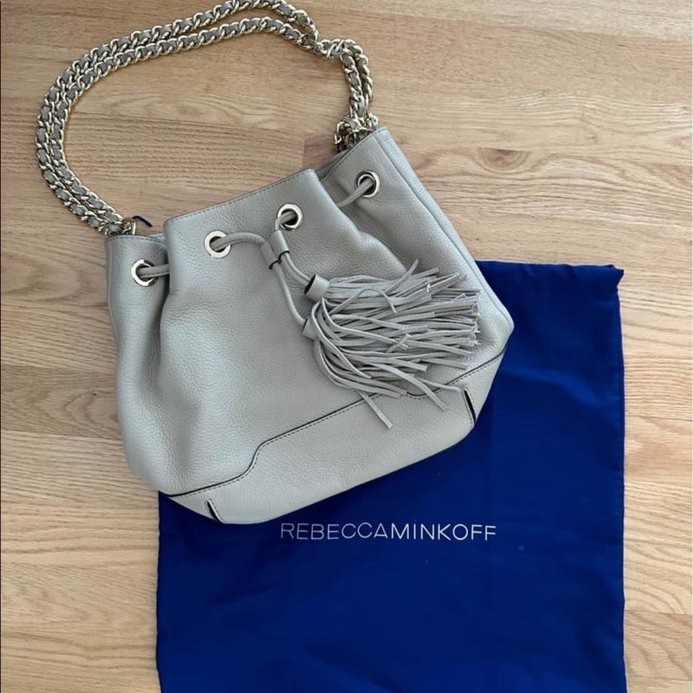 Rebecca Minkoff bucket bag like new with dust bag. Light grey